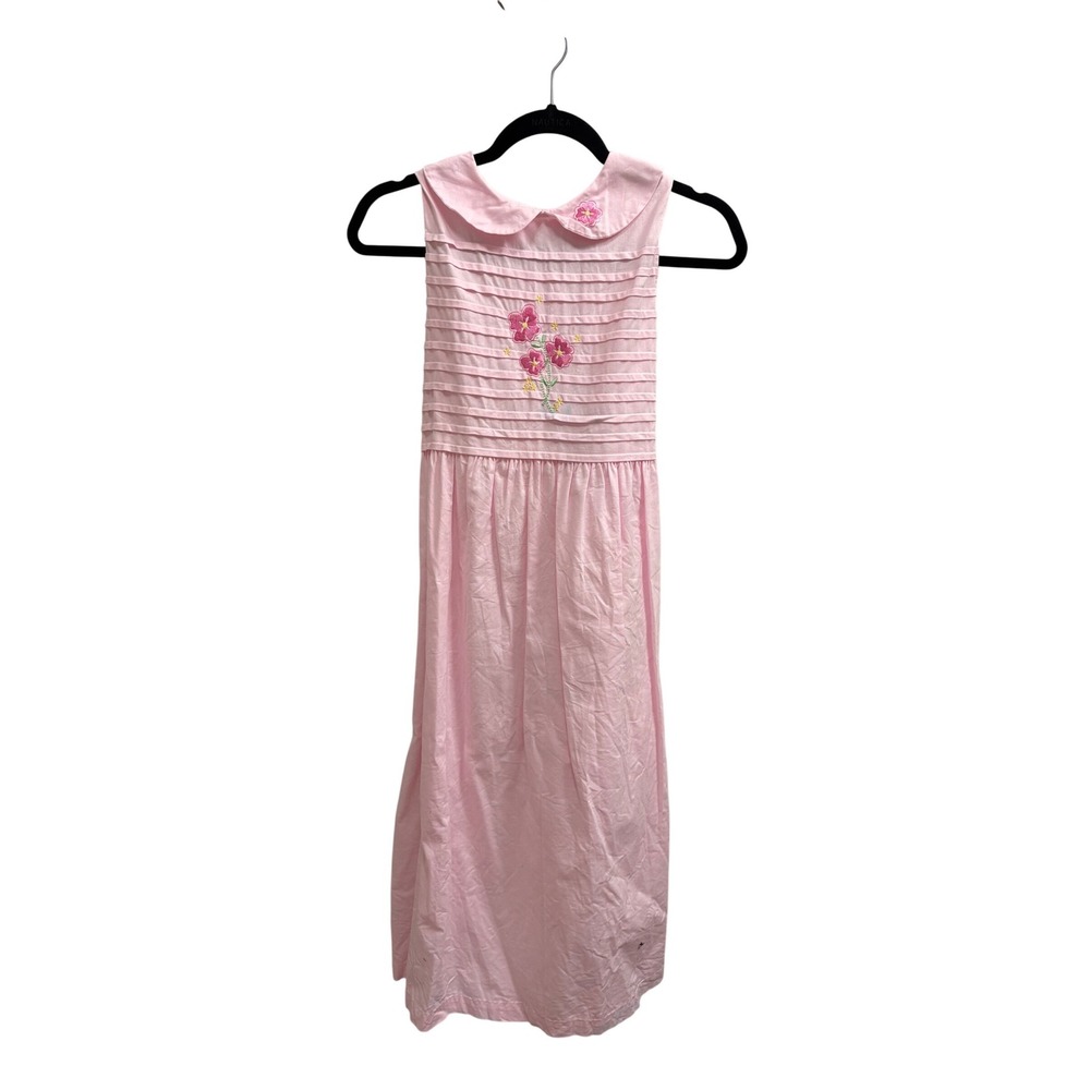 Dress Floral Cottagecore Bonnie Jean Kids 16 Pink Pleated Embroidered Sleeveless